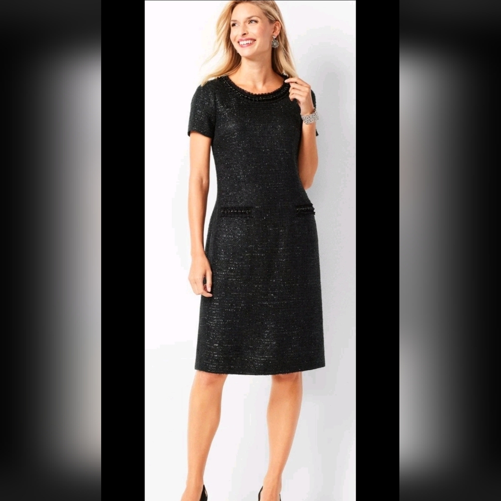 Talbots Black Midi Dress with Subtle Sparkle